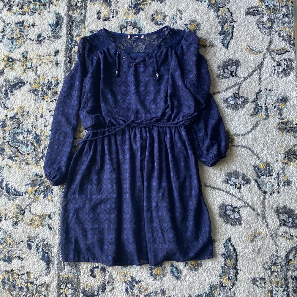 Womens Blue Long Sleeve Dress - Picture 1 of 2